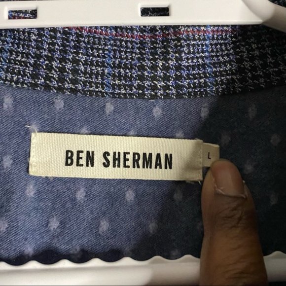 Ben Sherman Men's Marl Prince Of Wales Check Woven Button Down Shirt - Picture 2 of 8